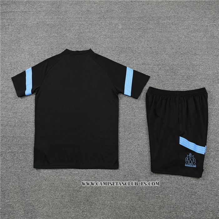 Chandal del Olympique Marsella 22-23 Manga Corta Negro - Pantalon Corto